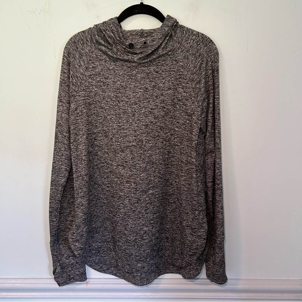 Athleta Gray & Black Long Sleeve Pull-Over Hoodie Size Medium
